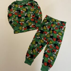 Dr. suess the Grinch Santa fleece pajamas